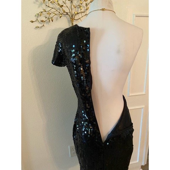 90s Cache Sequin Dress Black Size Small Wedding, Formal Attire Prom - Picture 6 of 7